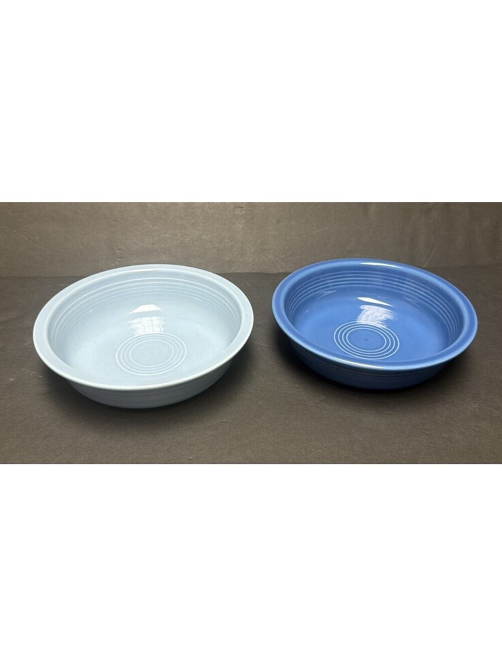 2 Fiesta Homer Laughlin 6 7/8” Cereal / Salad Bowls Light Blue &!Periwinkle?